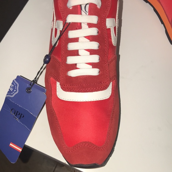 OPP FRANCE LACE UP SUEDE SNEAKERS RED - Picture 5 of 16